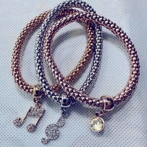 Stretch Bracelets for Music Lovers - 3 Bracelets with Music Theme Charms